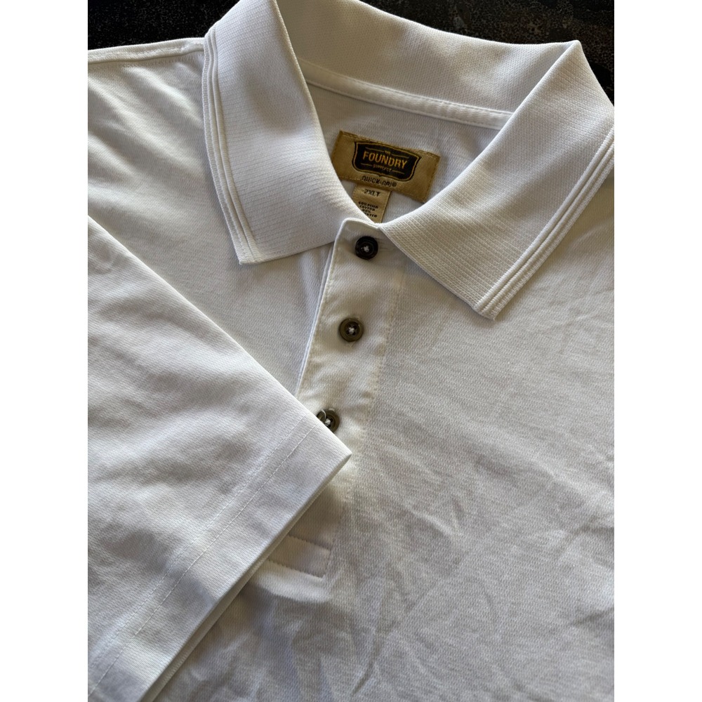 The Foundry Big & Tall White Quick-Dri Polo Shirt 2XLT Pima Cotton Blend